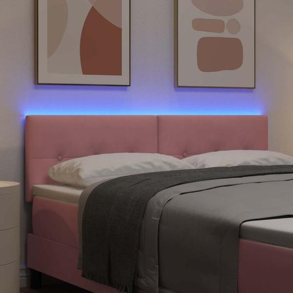LED Kopfteil mit Knopfheftung Rosa 80 cm Samt