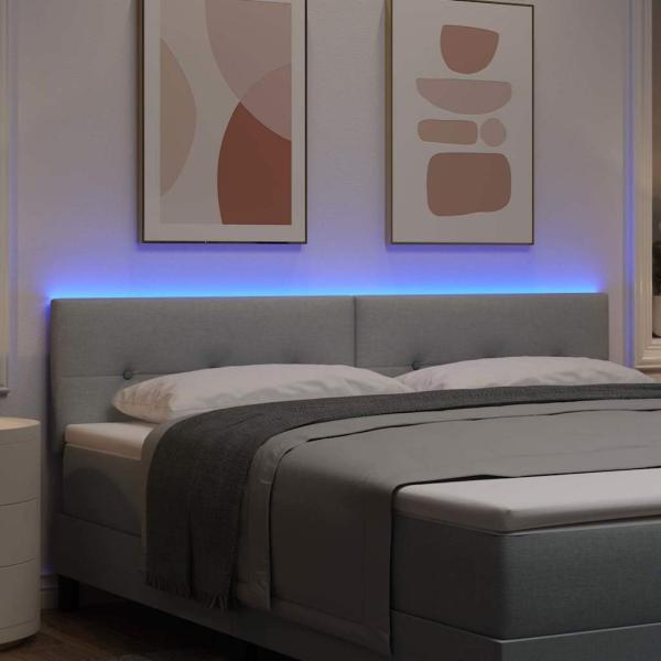 LED Kopfteil mit Knopfheftung Hellgrau 90 cm Stoff