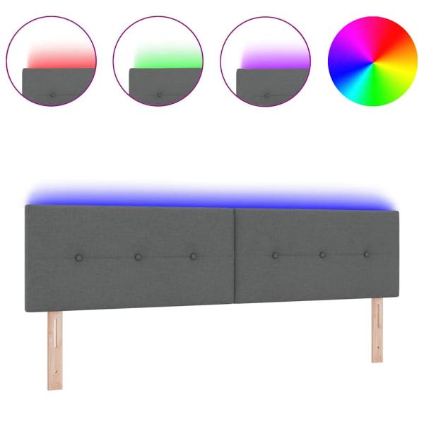 LED Kopfteil mit Knopfheftung Dunkelgrau 90 cm Stoff