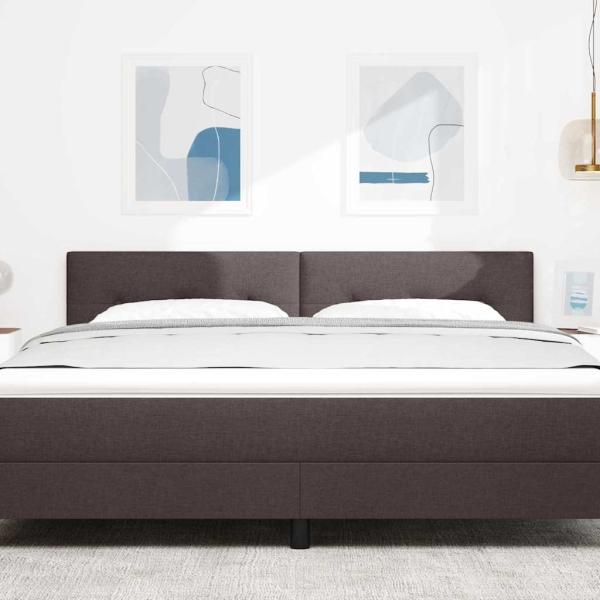LED Kopfteil mit Knopfheftung Dunkelbraun 90 cm Stoff