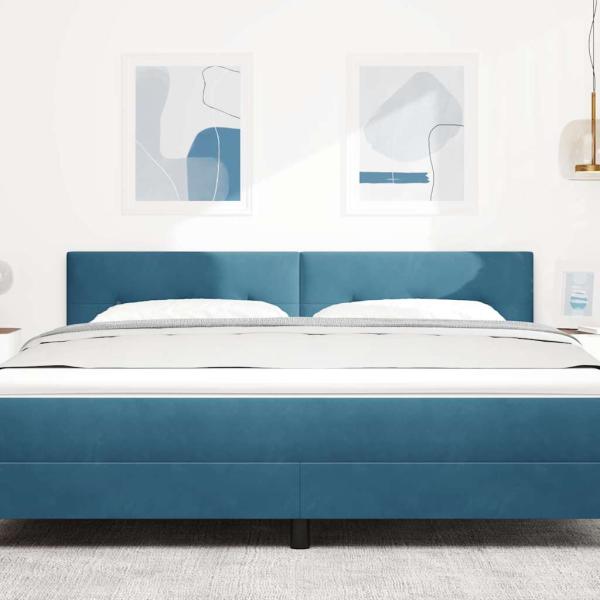 LED Kopfteil mit Knopfheftung Dunkelblau 90 cm Samt