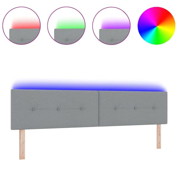 LED Kopfteil mit Knopfheftung Hellgrau 100 cm Stoff