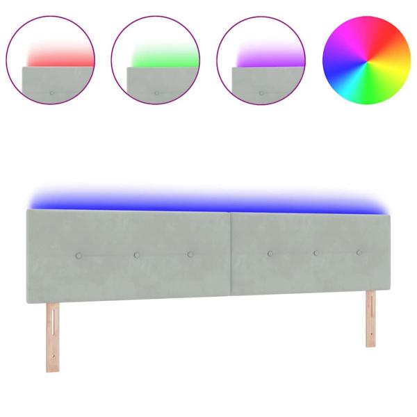 LED Kopfteil mit Knopfheftung Hellgrau 100 cm Samt