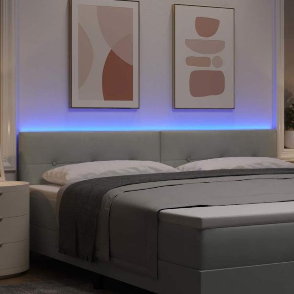 LED Kopfteil mit Knopfheftung Hellgrau 100 cm Samt