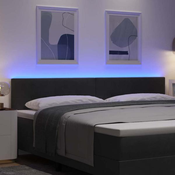 LED Kopfteil mit Knopfheftung Schwarz 100 cm Samt