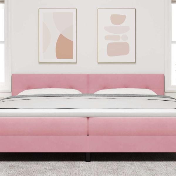 LED Kopfteil mit Knopfheftung Rosa 100 cm Samt