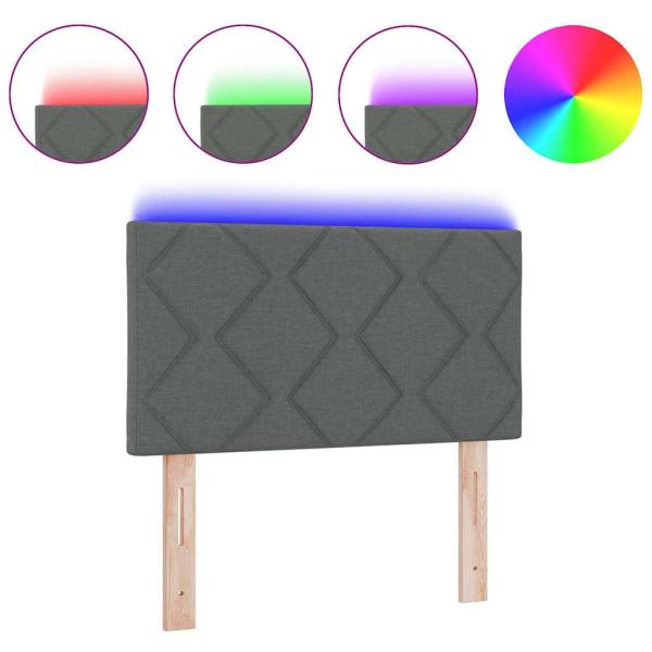 LED Kopfteil Rautenmuster Dunkelgrau 80 cm Stoff