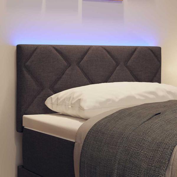LED Kopfteil Rautenmuster Dunkelbraun 80 cm Stoff