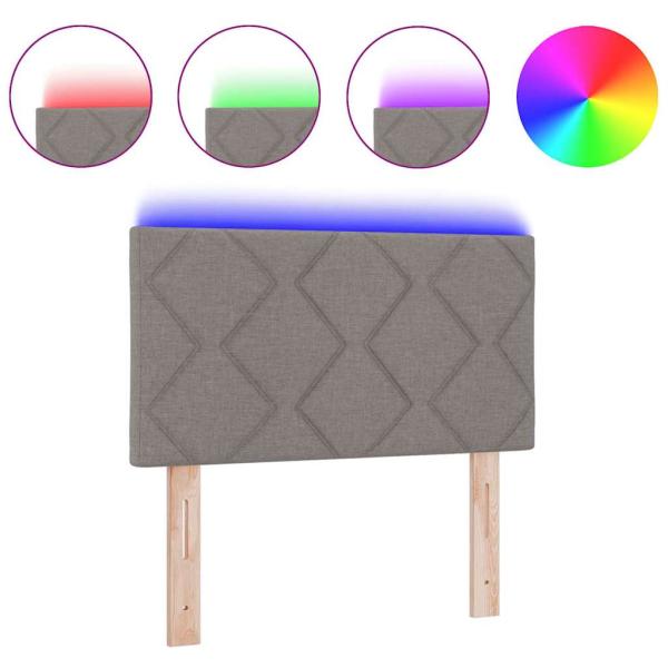 LED Kopfteil Rautenmuster Taupe 80 cm Stoff