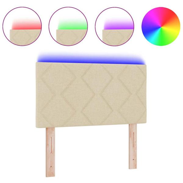 LED Kopfteil Rautenmuster Creme 80 cm Stoff