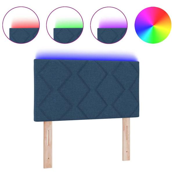 LED Kopfteil Rautenmuster Blau 80 cm Stoff