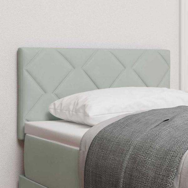 ARDEBO.de - LED Kopfteil mit Diamantblöcken Design Hellgrau 80 cm Velours