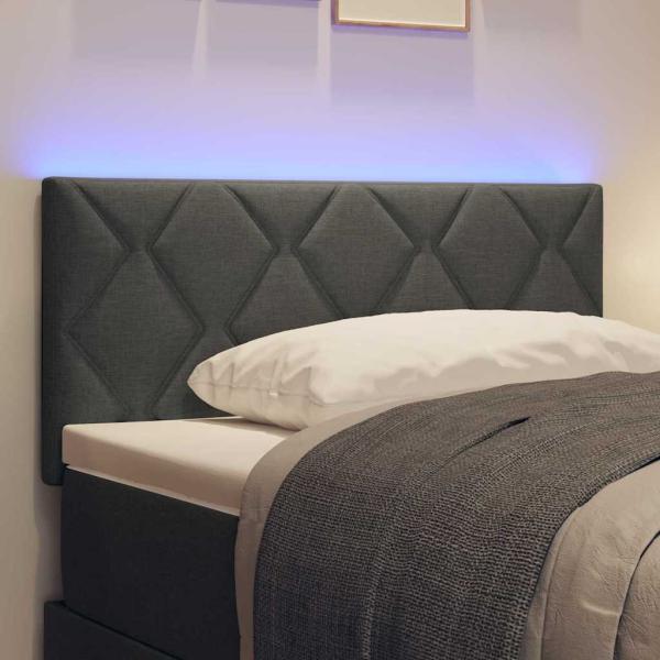 LED Kopfteil Rautenmuster Dunkelgrau 90 cm Stoff