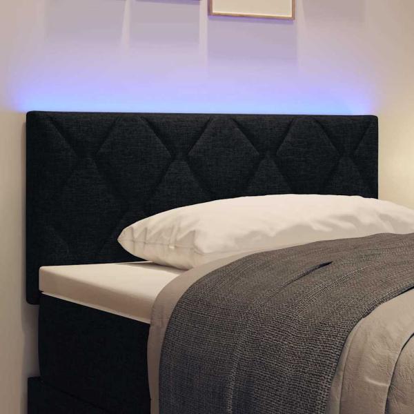 LED Kopfteil Rautenmuster Schwarz 90 cm Stoff