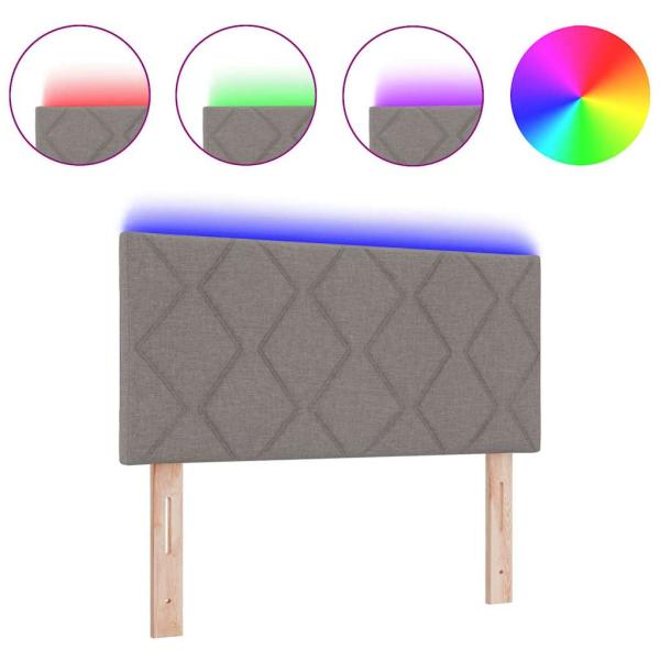 LED Kopfteil Rautenmuster Taupe 90 cm Stoff