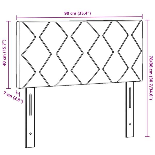 LED Kopfteil Rautenmuster Taupe 90 cm Stoff