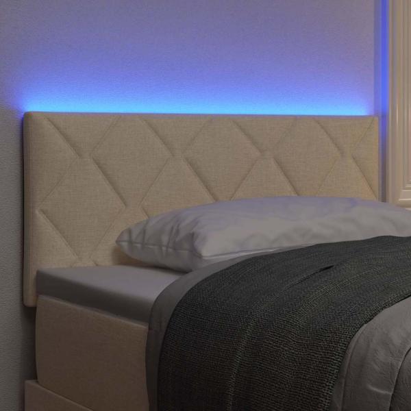 LED Kopfteil Rautenmuster Creme 90 cm Stoff