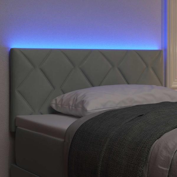 LED Kopfteil Diamantblöcke Design Hellgrau 90 cm Velours