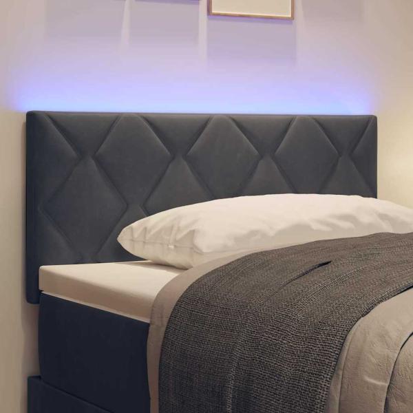LED Kopfteil mit Diamantblock Design Dunkelgrau 90 cm Samt