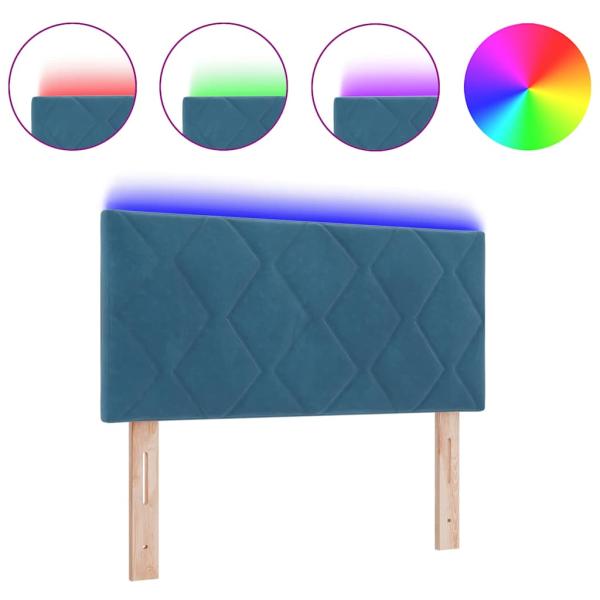LED Kopfteil Diamond Blocks Design Dunkelblau 90 cm Samt