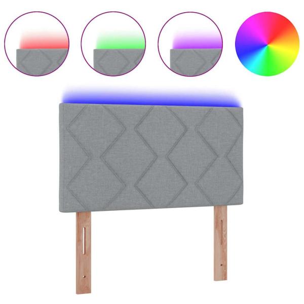 LED Kopfteil Rautenmuster Hellgrau 100 cm Stoff