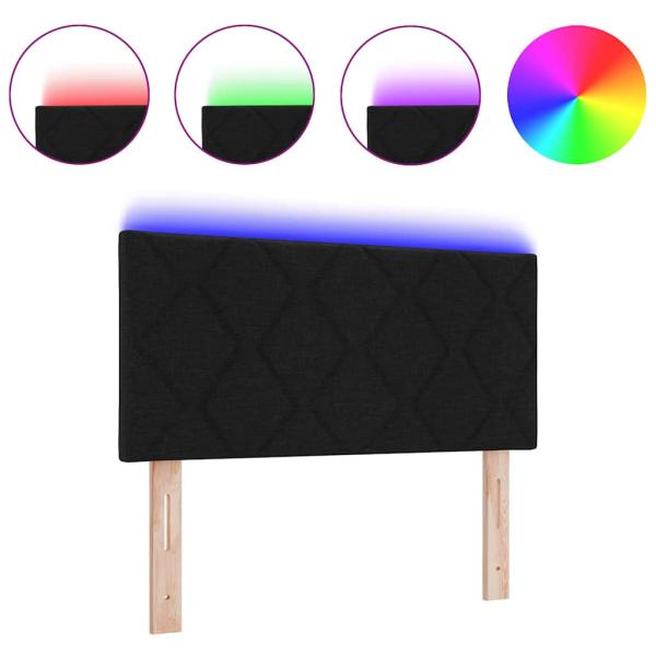 LED Kopfteil Rautenmuster Schwarz 100 cm Stoff