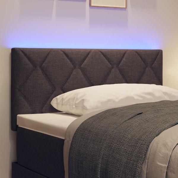 LED Kopfteil Rautenmuster Dunkelbraun 100 cm Stoff