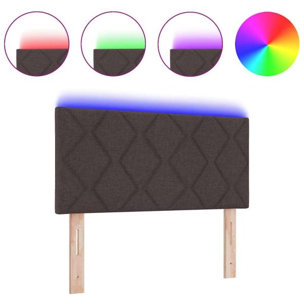 LED Kopfteil Rautenmuster Dunkelbraun 100 cm Stoff