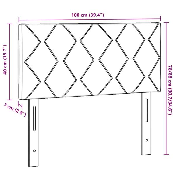 LED Kopfteil Rautenmuster Creme 100 cm Stoff