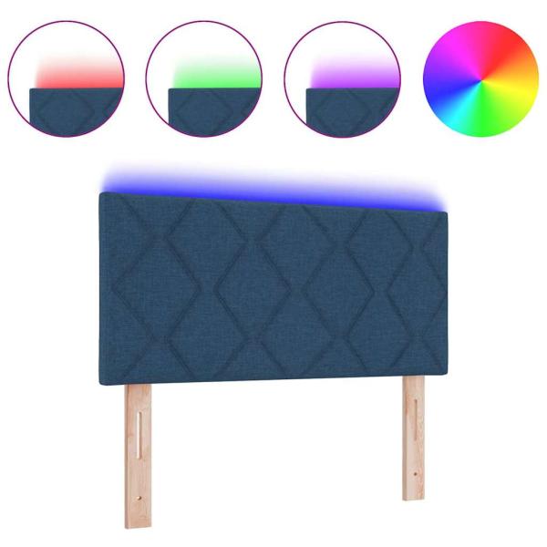 Blaues LED Kopfteil Rautenmuster Blau 100 cm Stoff