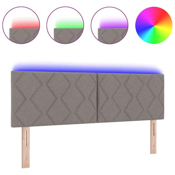 LED Kopfteil Rautenmuster Taupe 144 cm Stoff