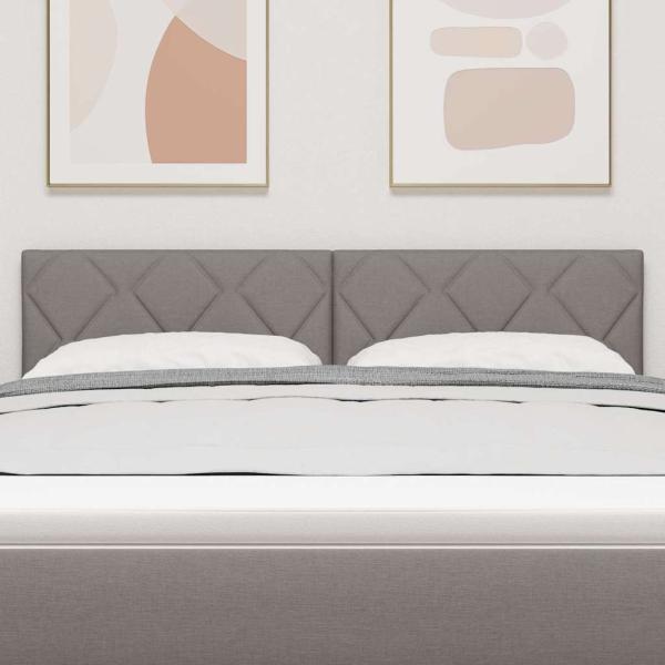 LED Kopfteil Rautenmuster Taupe 144 cm Stoff