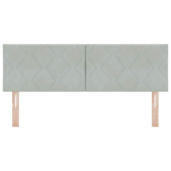 LED Kopfteil mit Diamantblockdesign Hellgrau 144 cm Velours