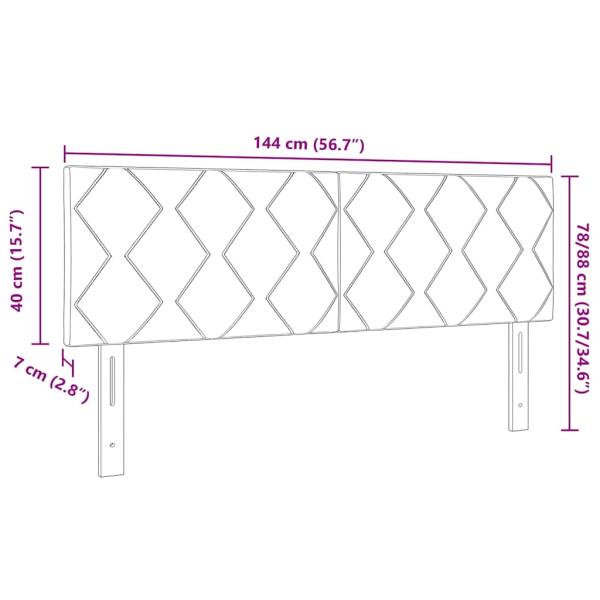 LED Kopfteil mit Diamantblockdesign Hellgrau 144 cm Velours