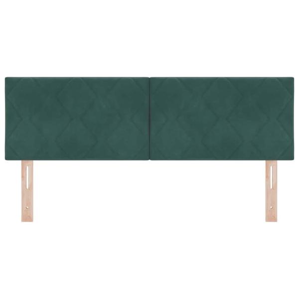LED Kopfteil Diamant Block Design Dunkelgrün 144 cm Samt
