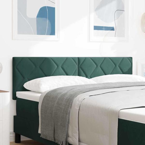 LED Kopfteil Dunkelgrün 144 cm Samt