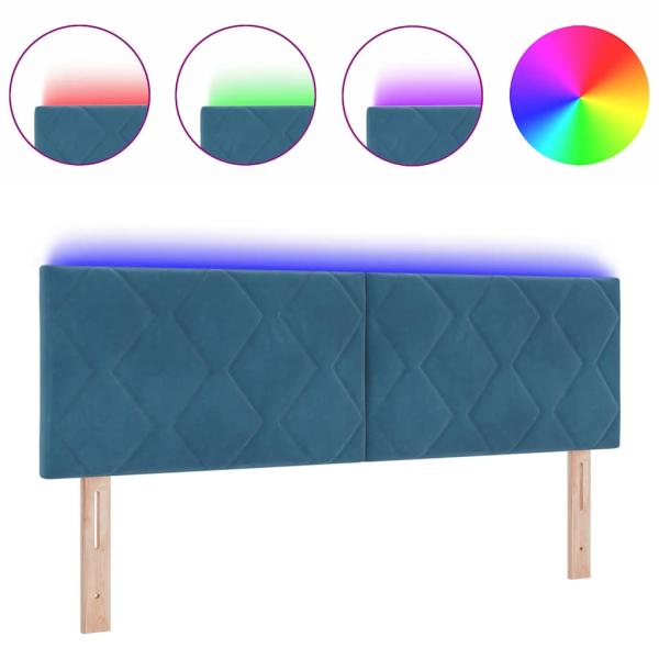 LED Kopfteil Diamantblock Design Dunkelblau 144 cm Samt