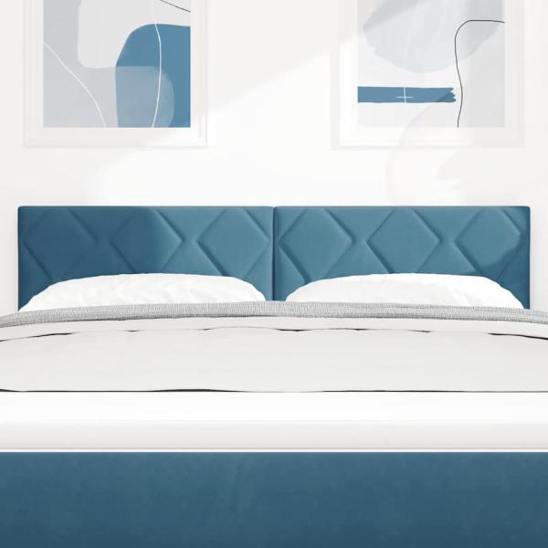 LED Kopfteil Diamantblock Design Dunkelblau 144 cm Samt