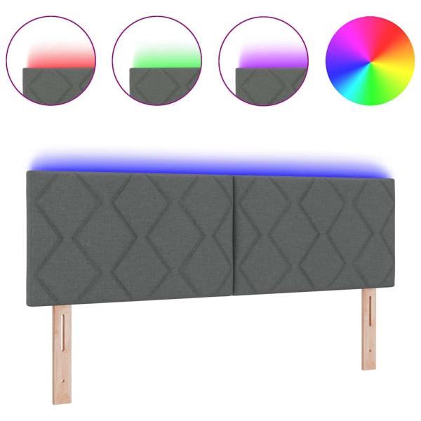LED Kopfteil Rautenmuster Dunkelgrau 160 cm Stoff
