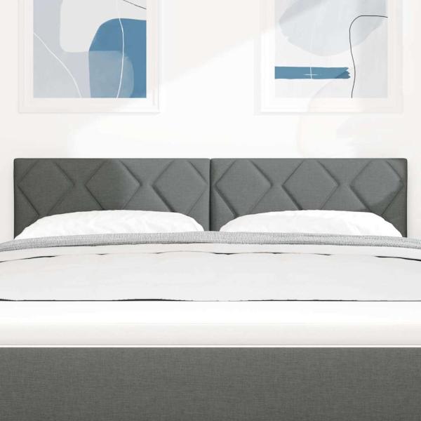 LED Kopfteil Rautenmuster Dunkelgrau 160 cm Stoff