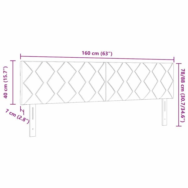 LED Kopfteil Rautenmuster Schwarz 160 cm Stoff
