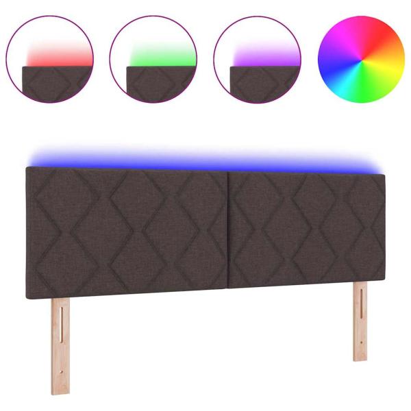 LED Kopfteil Rautenmuster Dunkelbraun 160 cm Stoff