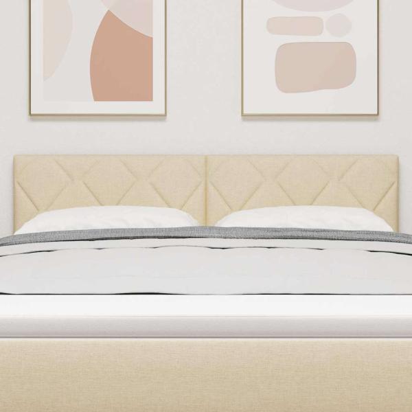 LED Kopfteil Rautenmuster Creme 160 cm Stoff