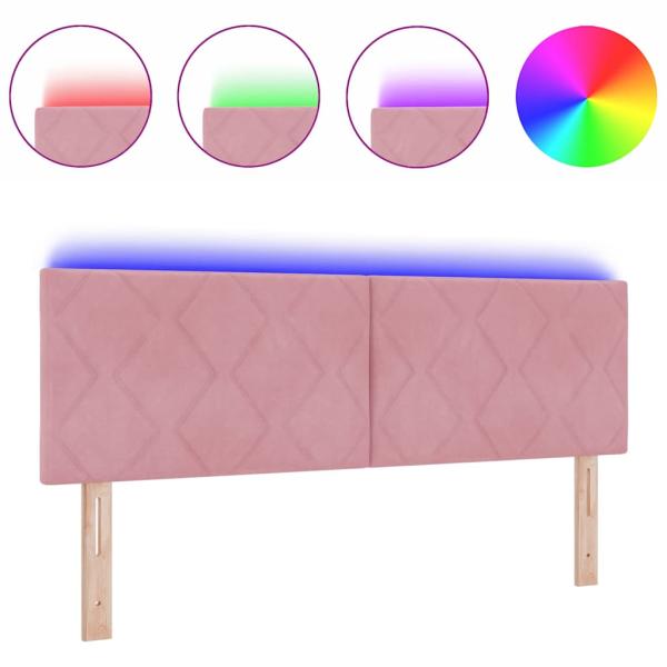LED Kopfteil Diamantblockmuster Rosa 160 cm Samt