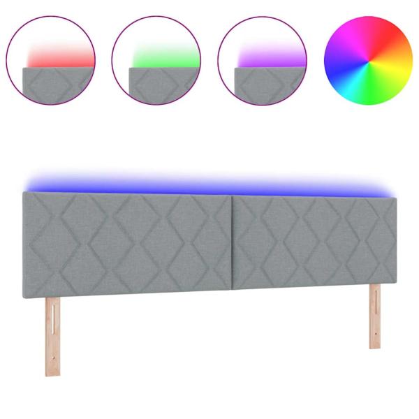 LED Kopfteil Rautenmuster Hellgrau 180 cm Stoff