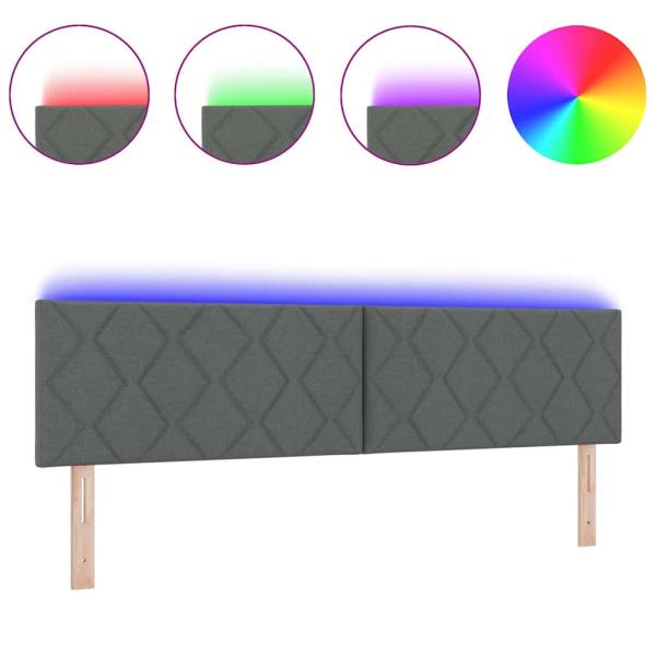 LED Kopfteil Rautenmuster Dunkelgrau 180 cm Stoff