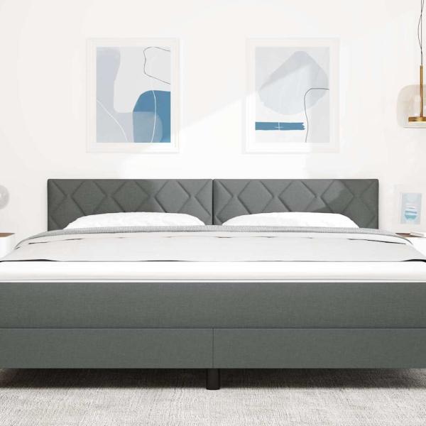 LED Kopfteil Rautenmuster Dunkelgrau 180 cm Stoff
