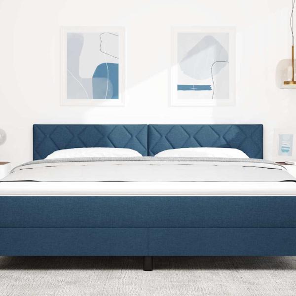 LED Kopfteil Rautenmuster Blau 180 cm Stoff