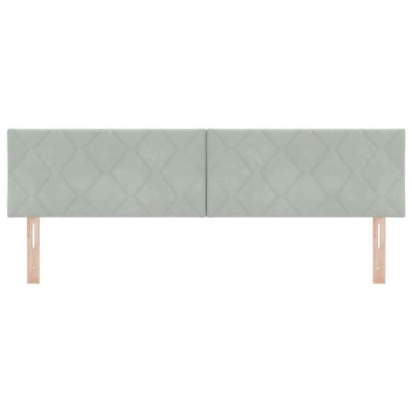 LED Kopfteil Diamantblockdesign Hellgrau 180 cm Samt