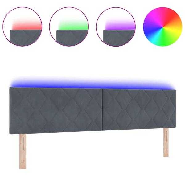 LED Kopfteil Design mit Diamantblöcken Dunkelgrau 180 cm Samt